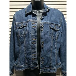 Coldwater Creek Womens Jean Jacket Short Dark Wash Denim Size P12 Button Up‎